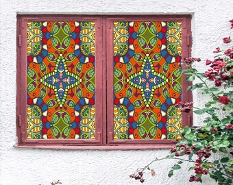 Colour Leaves Window Film Print Sticker Cling Stained Glass Decor UV Block Gift 