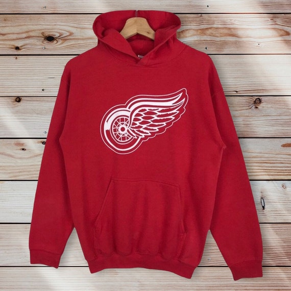 Vintage NHL Detroit Red Wings Pullover Hoodie Printed Big Logo - Etsy