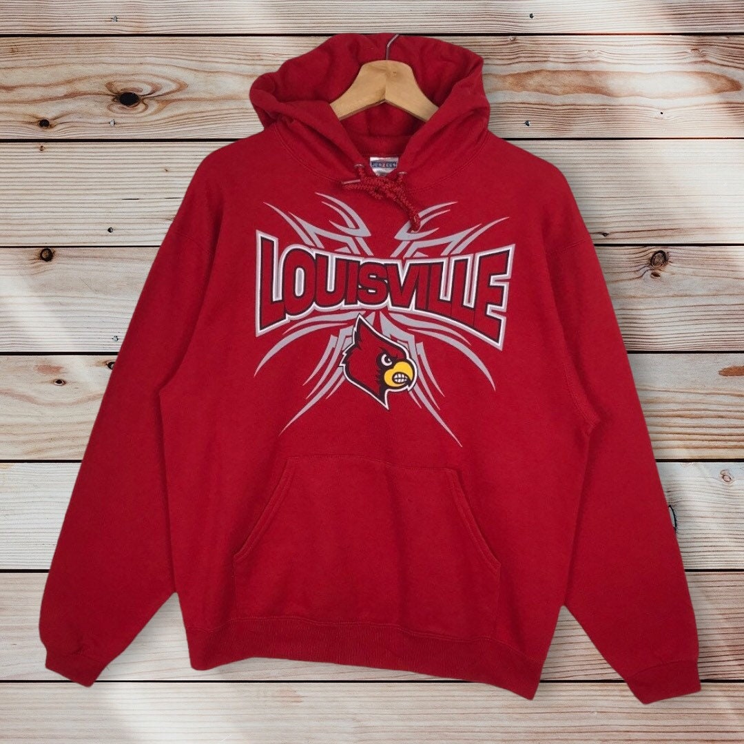 Vintage Louisville Cardinals Hoodie Mens XL Black Embroidered College  Spellout