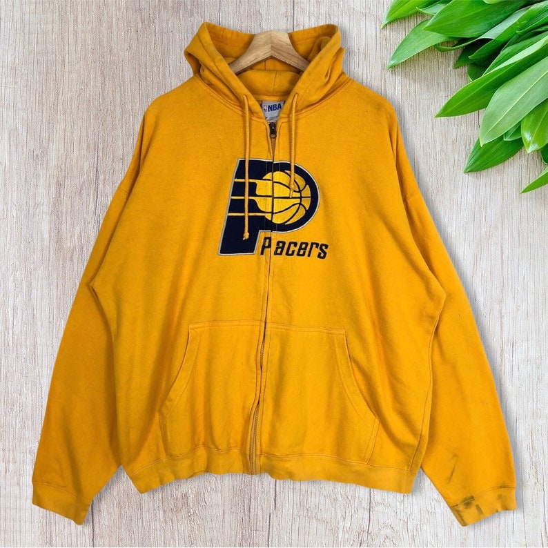 Vintage 90s Popular popular NBA Indiana sold out Pacers Zipper Embroidery Big Hoodie Full
