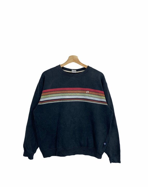 RARE!!!HANG TEN Stripe Sweatshirt Hang Ten Embroid