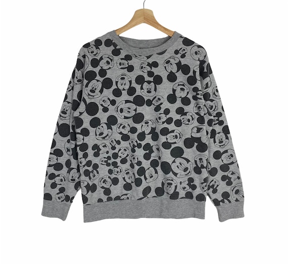RARE MICKEY MOUSE Overprint Crew Neck Sweatshirt M