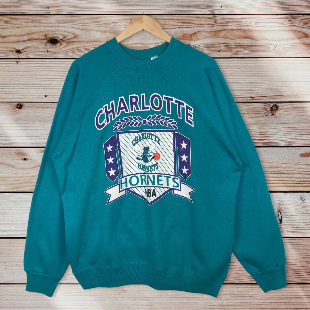 Vintage 90s NBA Charlotte Hornets Crewneck Sweatshirt Printed 