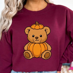 Pumpkin Bear Halloween Hoodie, Cute Teddy Bear Sweatshirt, Fall Spooky Hoodie, Cozy Autumn Bear Shirt, Trendy Halloween Pullover Hoodie