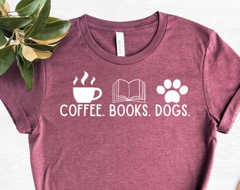 Venley Coffee Books & Dogs Womens T-Shirt Venley Coffee Books & Dogs Womens T-Shirt
