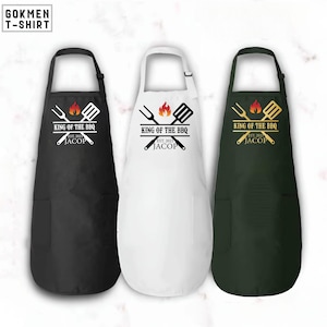 Personalized King of the BBQ Apron, Custom Grill Master Apron, Funny BBQ Gift for Him, Father’s Day Gift, Dad’s Cooking Apron