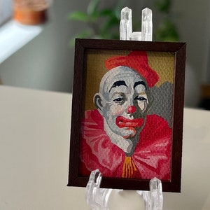 Clown miniature replica vintage paint by number canvas print dollhouse or home decor retro creepy