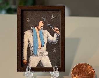 Velvet Elvis Miniature Print: Framed Retro Dollhouse Decor