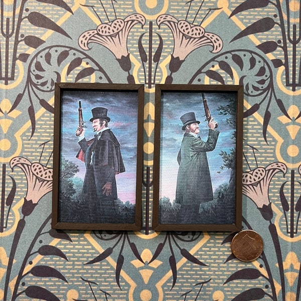 Duelgeesten veranderen portretten: miniatuur canvasafdruk Haunted Mansion