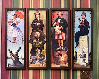 Haunted Mansion Miniature Painting: Retro Dollhouse Canvas Art