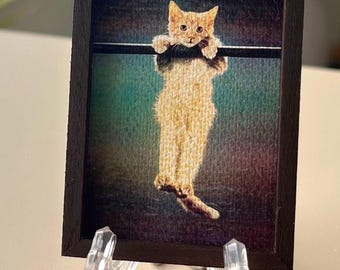 Hang In There Baby Miniature Canvas Print: Retro Cat Poster