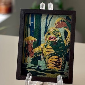 Geschöpf aus der schwarzen Lagune Monster Halloween Miniatur Gemälde nach Zahlen handgemaltes Original Gemälde handgemalt auf Leinwand