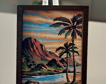 Tropical Island Miniature Canvas Print: Vintage Tiki Decor