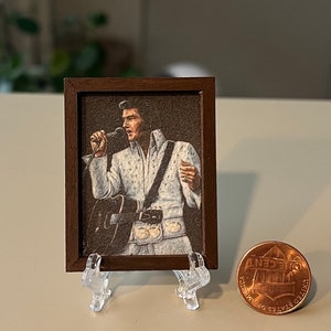 Velvet Elvis Miniature Print: Framed Retro Dollhouse Decor