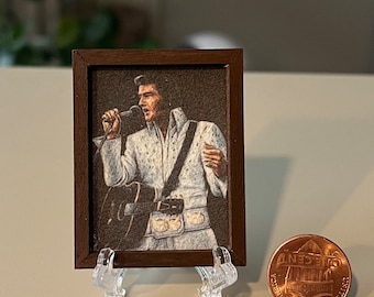 Velvet Elvis Miniature Print: Framed Retro Dollhouse Decor