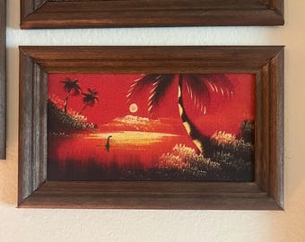 Vintage Large Velvet Painting Unknown Artist Automnale Colors