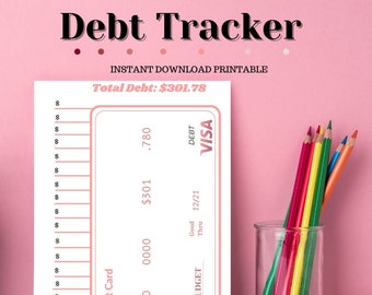 Debt Payoff Tracker PDF Printable, Credit Card Payoff Tracker, Happy Planner PDF Printable Inserts | Progress Tracker | Budget Printable