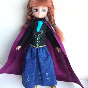 Handmade “Frozen” themed  princess Anna Dress, Fits 7.5 Inches/18.5cm Doll Like lottie.