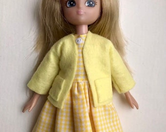 Handmade Yellow School Uniform, Fits 7.5 Inches/18.5cm Doll Like lottie.