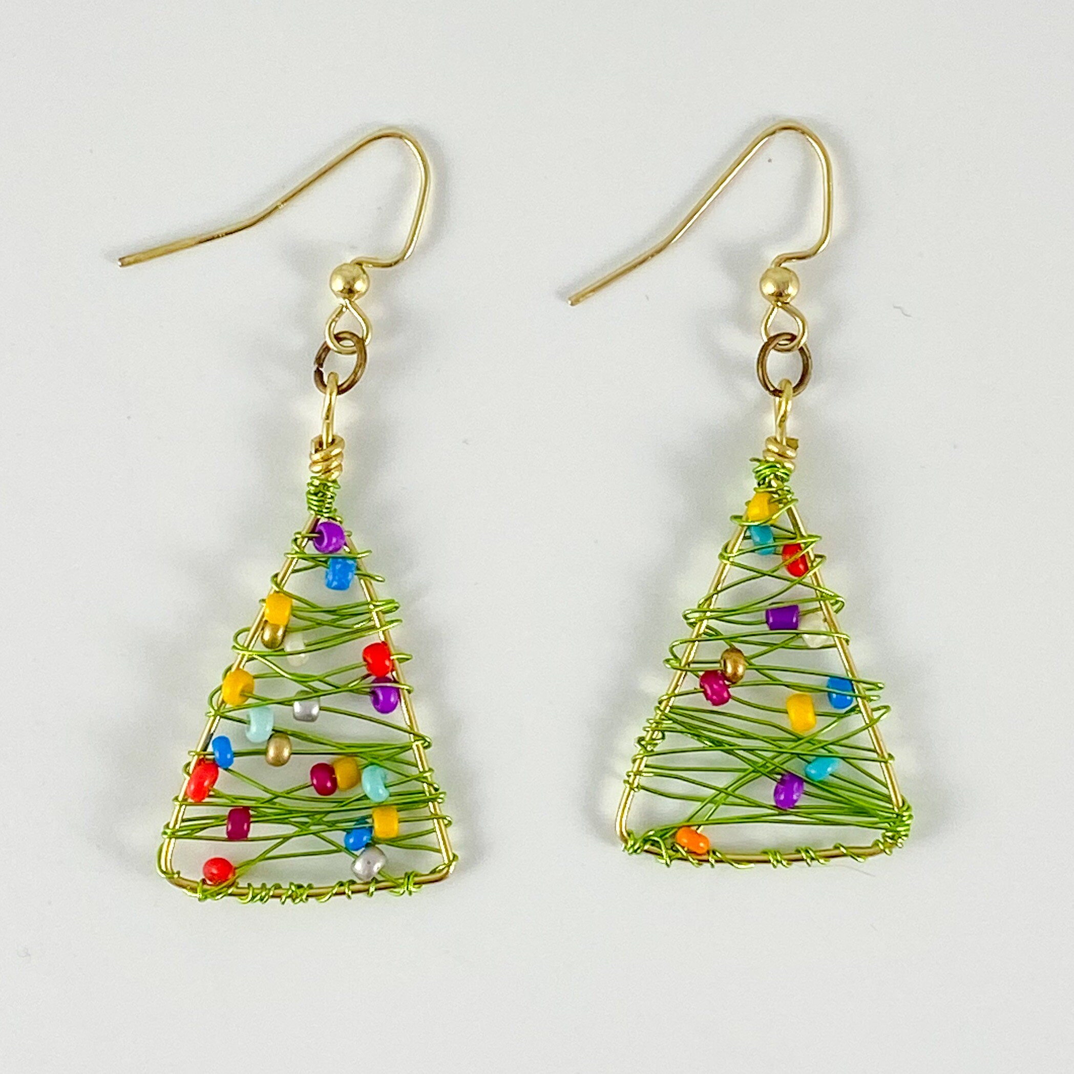 Christmas Tree wire wrapped earrings Etsy