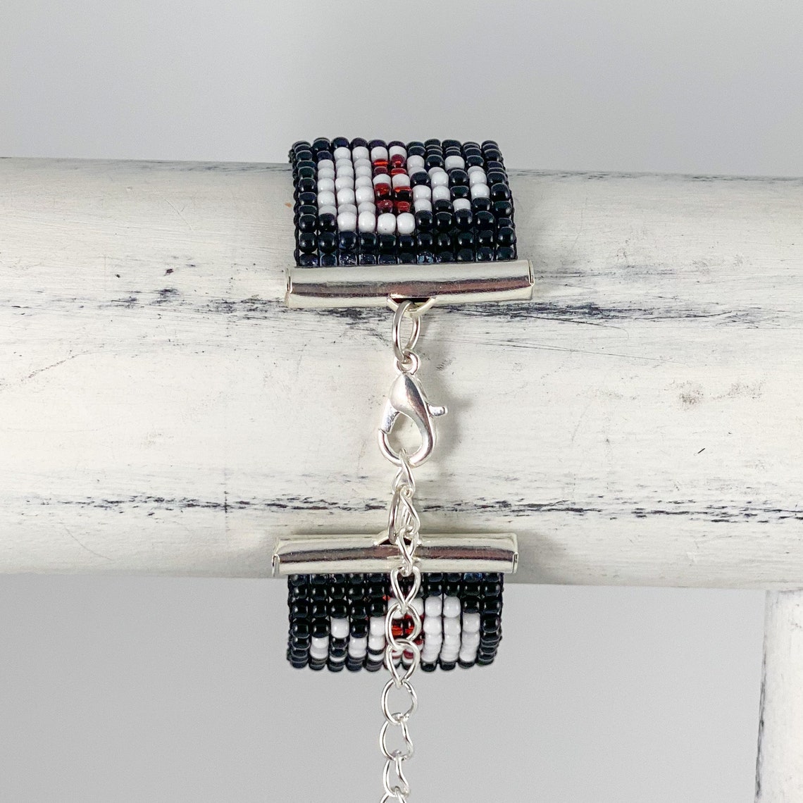Skulls in a Row Hand Loomed Beaded Bracelet Etsy UK