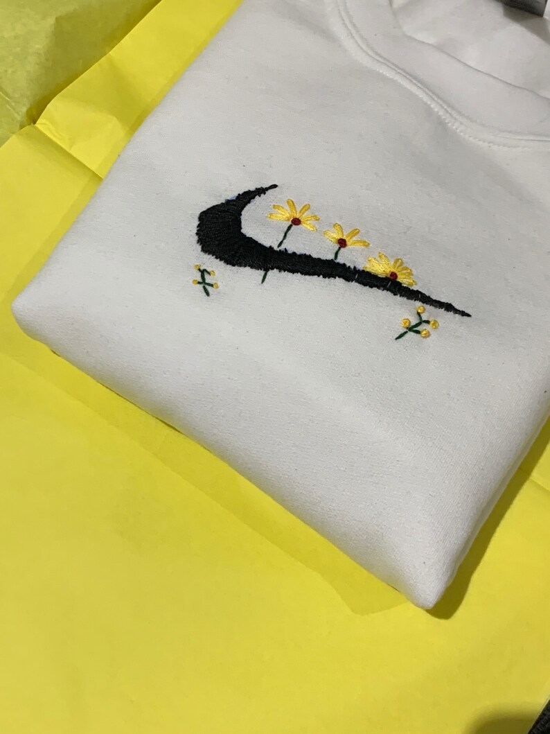 Nike Flower Pot Embroidery custom logos crewneck Nike Etsy