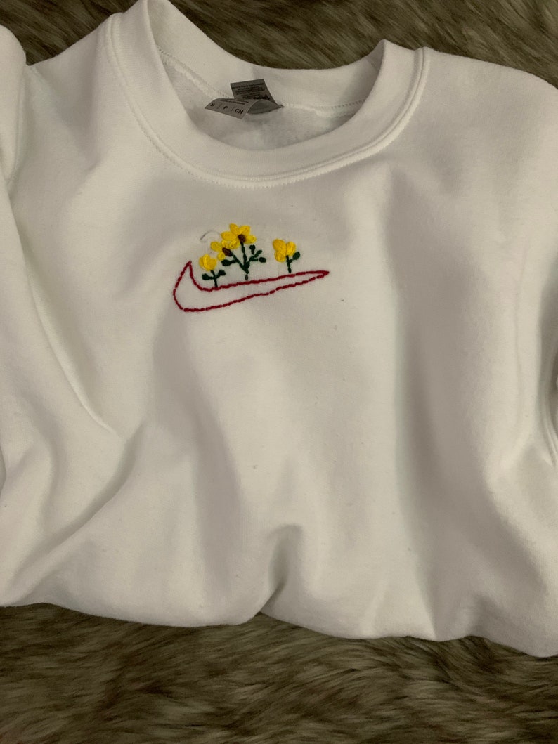 Nike Flower Pot Embroidery custom logos crewneck Nike Etsy