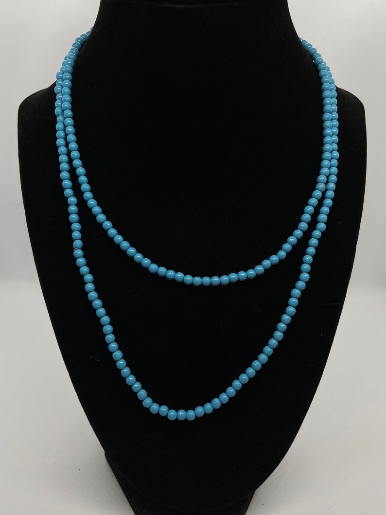 Vintage Blue & Cream Printed Necklace main image 1