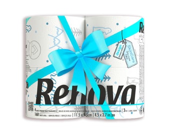 RENOVA Winter Edition Toilet Paper - 4 rolls - 3 Ply - 160 Sheets - Winter-Themed Decor for a Cozy Bathroom - Soft, Strong, and Absorbent