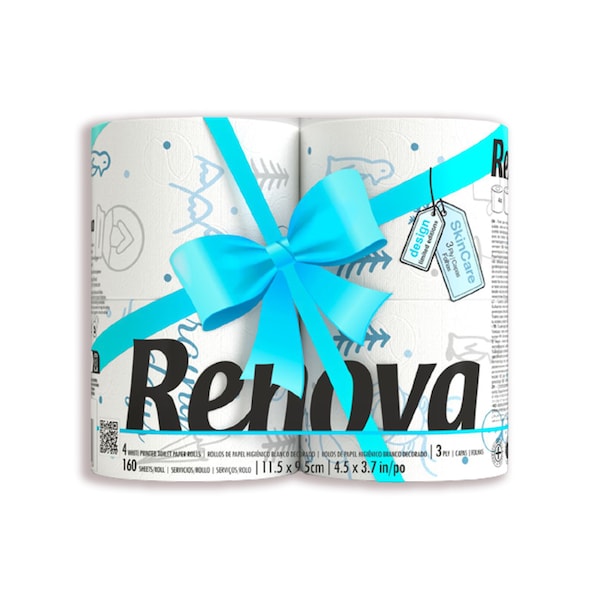 RENOVA Winter Edition Toilet Paper - 4 rolls - 3 Ply - 160 Sheets - Winter-Themed Decor for a Cozy Bathroom - Soft, Strong, and Absorbent