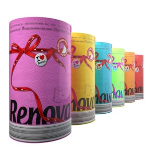 Toalla de papel de colores rollo jumbo 2 capas - 120 hojas - 7 colores disponibles: negro, verde, azul, amarillo, rojo, rosa y naranja