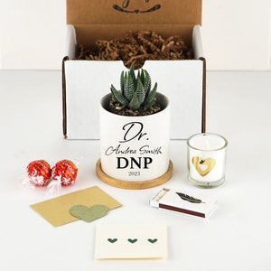 Personalized DNP Graduation Gift -  3" White Ceramic Pot w/ Live Plant - DNP Gift Doctor of Nursing Practice, Graduation Gift box