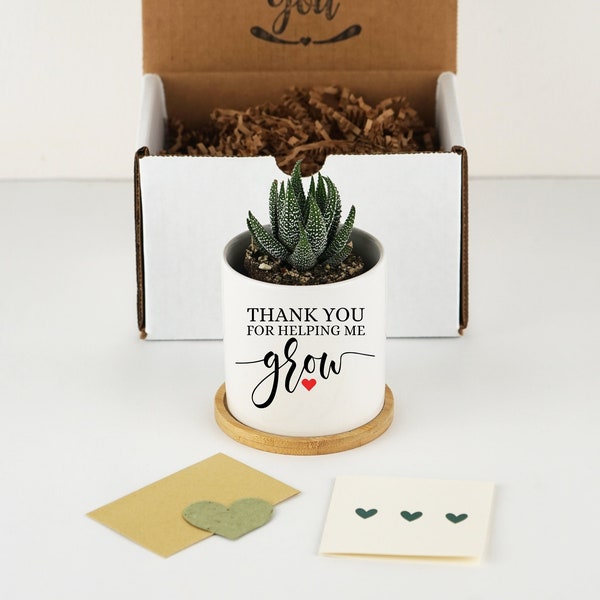 FREE SHIPPING - Thank You for Helping Me Grow Plant Pot, Teacher Appreciation Gift, Thank You Gift for Mentor, Good Gifts for Teachers