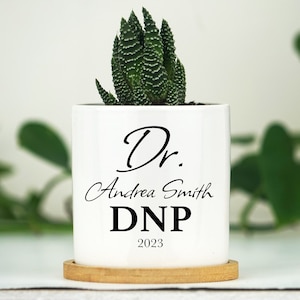 Personalized DNP Graduation Gift -  3&quot; White Ceramic Pot w/ Live Plant - DNP Gift Doctor of Nursing Practice, Graduation Gift box