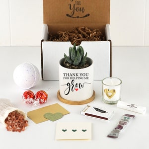FREE SHIPPING - Thank You for Helping Me Grow Plant Pot, Teacher Appreciation Gift, Thank You Gift for Mentor, Good Gifts for Teachers