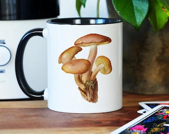 Pilzbecher Geschenkbox - 11 Unzen schwarzer Becher - Pilzkaffeetasse, Spa-Geschenkbox, Freundin Frau Geschenkidee, Pflegepaket für sie, Pilzdekor