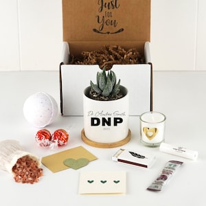 Personalized DNP Graduation Gift Box -  3&quot; White Ceramic Pot w/ Live Plant - DNP Gift Doctor of Nursing Practice, Graduation Gift box