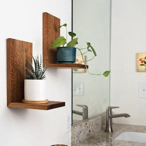 Étagère pour plante en bois - décoration de salle de bain, décoration murale, étagère pour plante suspendue, étagère flottante, étagère pour plante suspendue, suspension pour plante, décoration d'étagère