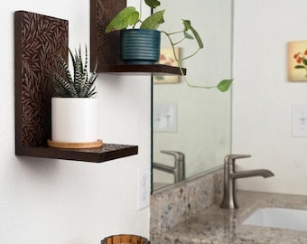 Wooden Plant Shelf - Dark Roast Finish - Plant Hanger, Shelves on Wall for Decor, Floating Shelf, Hanging Plant Shelf, Wall Planter