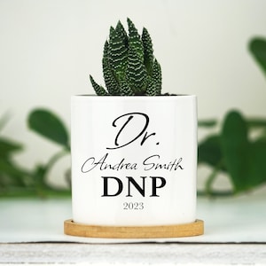 Personalized DNP Graduation Gift -  3&quot; White Ceramic Pot w/ Live Plant - DNP Gift Doctor of Nursing Practice, Graduation Gift box