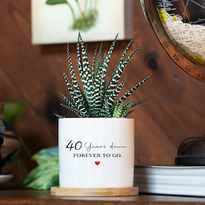 Cadeau 40e anniversaire - Pot blanc de 3 pouces, anniversaire de mariage, cadeau 40e anniversaire pour parents, cadeau 40e anniversaire de mariage