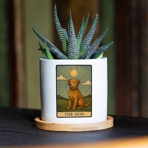Personalized Tarot Card Dog Lover Memorial Gift - 3" White Pot -Pet Memorial Gift, Dog Remembrance Gift, Pet Loss Gift, Dog Remembrance Gift