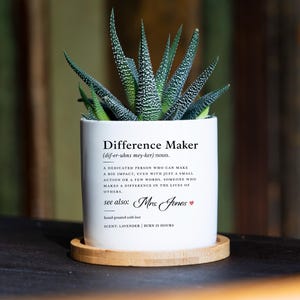 Caja de regalo para maestros "Marcador de Diferencias" - Maceta blanca de 7,6 cm - Maceta para maestros, regalos de agradecimiento para maestros, regalo de jubilación, regalos para maestros varones