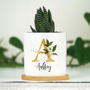Maceta con inicial personalizada - Taza personalizada de 7,6 cm con nombre para mujer, Maceta con nombre, Maceta con nombre, Maceta floral, Maceta con nombre, Regalo para ella