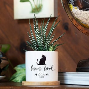 Personalized Cat Memorial Gift Planter - 3" White Ceramic Pot - Forever Loved - Cat Sympathy Gift, Pet Memorial, Cat Planter, Cat Loss Gifts image 5