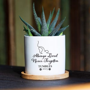 Personalized Cat Memorial Gift Planter - 3" White Ceramic Pot - Forever Loved - Cat Sympathy Gift, Pet Memorial, Cat Planter, Cat Loss Gifts