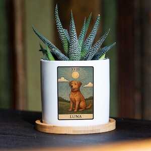 Personalized Tarot Card Dog Lover Memorial Gift - 3" White Pot -Pet Memorial Gift, Dog Remembrance Gift, Pet Loss Gift, Dog Remembrance Gift