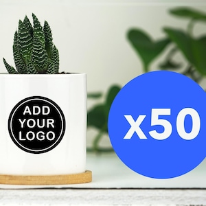 Bulk Planters With Custom Logo - 3" White Pot w/ Tray - Corporate Christmas Gifts - Company Gift - Bulk Client Gifts, Bulk Christmas Gifts