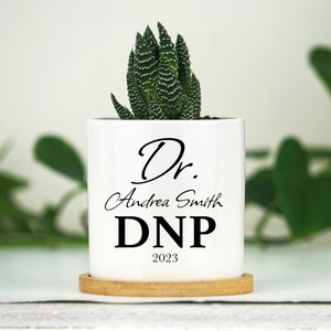 Personalized DNP Graduation Gift -  3&quot; White Ceramic Pot w/ Live Plant - DNP Gift Doctor of Nursing Practice, Graduation Gift box