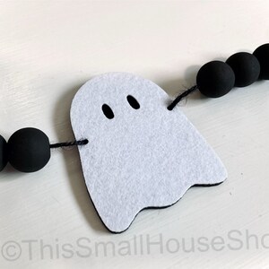 Cute Felt Ghost Garland / Handmade Halloween Banner / Spooky Season Home Decor / Farmhouse Bunting for Mantel / Adorable Ghosties Decoration image 9